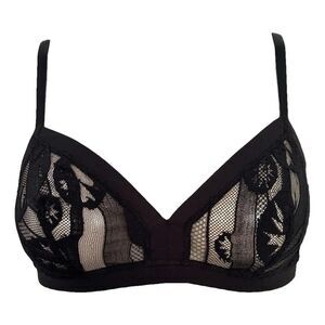 NWT ERES Mirielle Banded Lace Triangle Bralette in Black Size 34A
